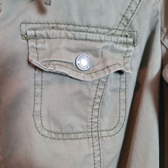 Abercrombie & Fitch Y2K Long Utility Jacket Women's Large Army Green Vintage - Picture 7 of 14